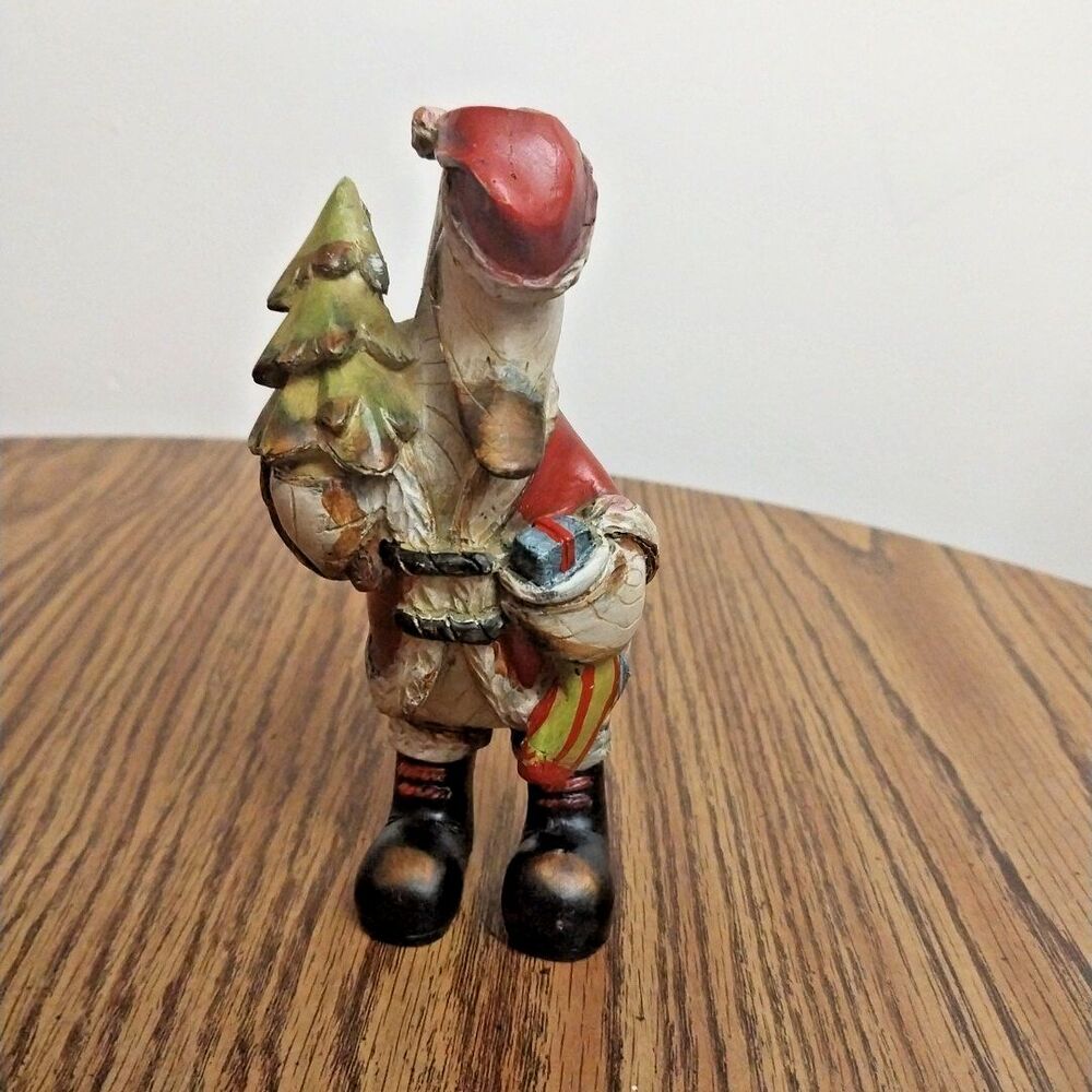 Christmas Duck Goose Folk Art Resin Faux Wood 5.5"